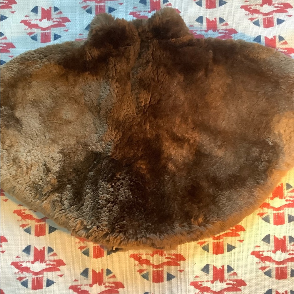Vintage Brown Shearling Large Button Capelet - image 4